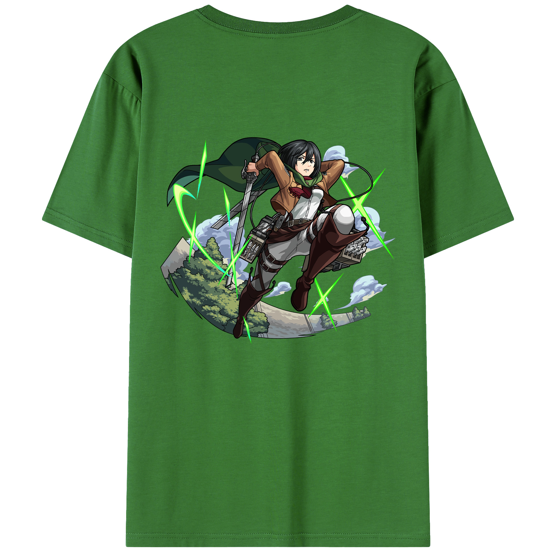 （画像用） 進撃の巨人 ミカサ·アッカーマン Attack on Titan Mikasa Ackerman レディース半袖Tシャツ(バックプリント)